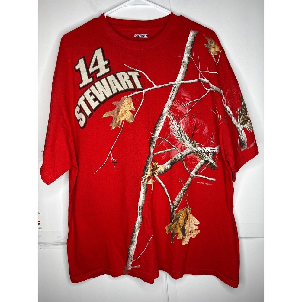 NASCAR 14 Stewart Realtree Camo Red Short Sleeve T Shirt Mens XXL